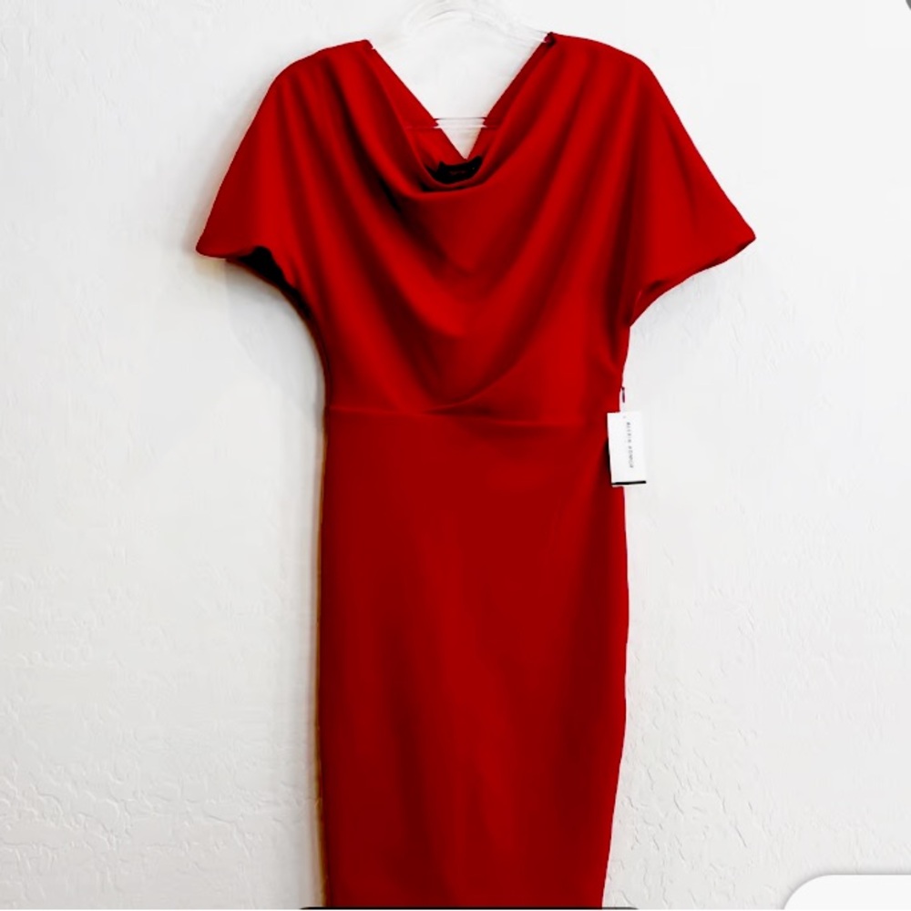 Alexia Amdor Women's Olivia Draped Sheath Dress. Crimson, Knee Length. Size S. - Picture 1 of 10